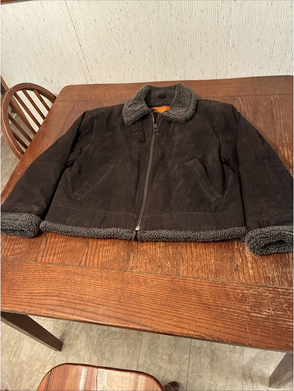 Vintage Outbrook Leather Jacket Women’s XL Brown Sherpa Trim Excellent